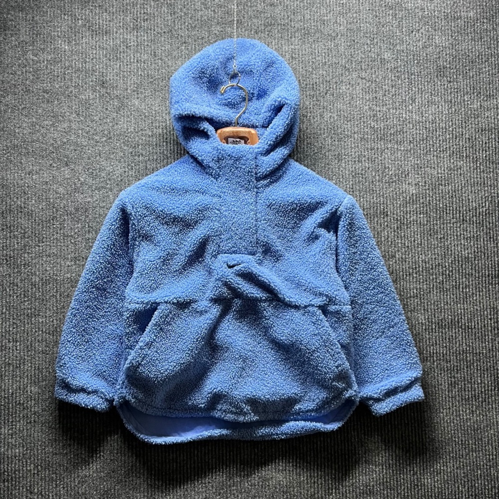Nike Therma FIT Sherpa Fleece Hoodie Kids Small Blue Half Zip FN4783-450
